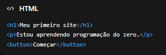 Exemplo básico de HTML com título, parágrafo e botão.